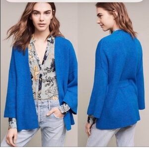 Anthropologie NWT Women's Blue Open-Front cardigan Sweater size L